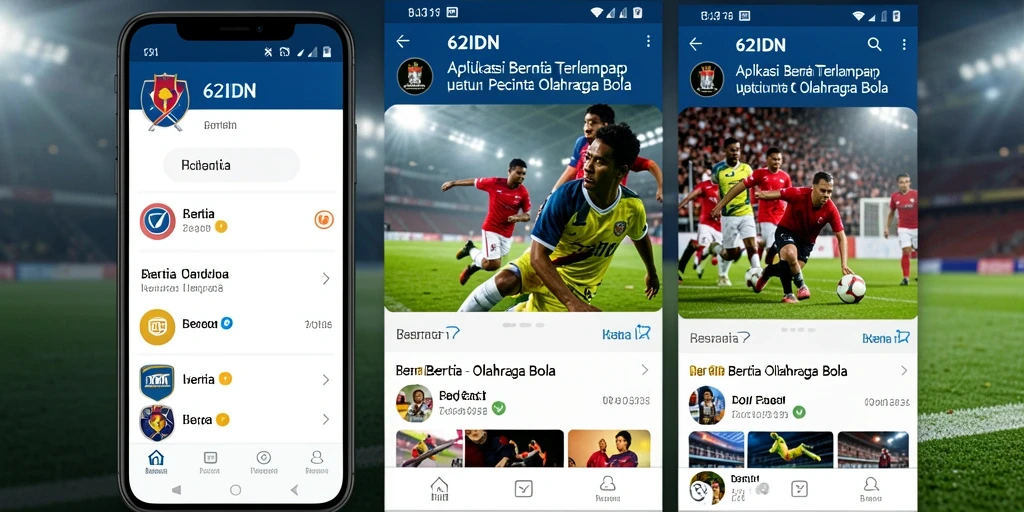 Antarmuka 62IDN yang menarik dengan informasi olahraga bola.