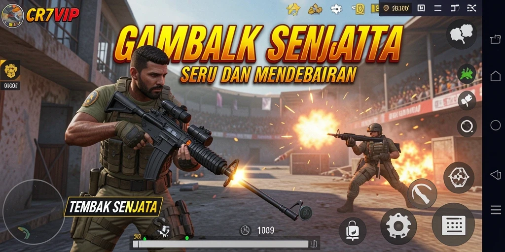 Tampilan antarmuka permainan Tembak Senjata yang menawan dan responsif.