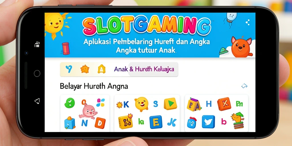 Tampilan antarmuka aplikasi SLOTGAMING untuk belajar huruf dan angka.