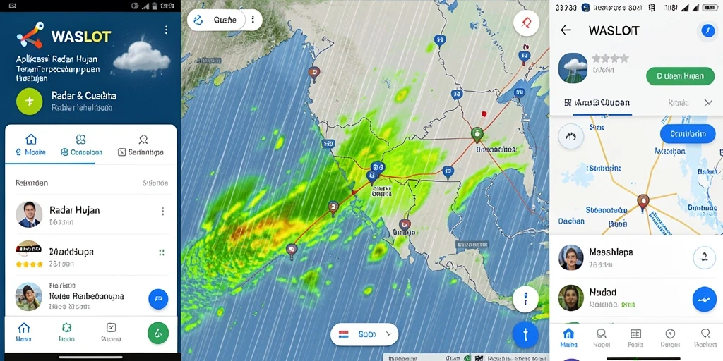 Tampilan antarmuka aplikasi WASLOT dengan radar cuaca yang jelas dan informatif.